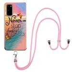 For Samsung Galaxy S20 Electroplating Pattern IMD TPU Shockproof Case with Neck Lanyard(Dream Chasing Butterfly)