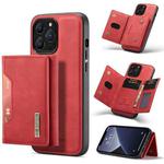 For iPhone 13 Pro DG.MING M2 Series 3-Fold Card Bag Shockproof Case with Wallet & Holder Function (Red)