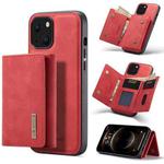 For iPhone 13 mini DG.MING M1 Series 3-Fold Multi Card Wallet Shockproof Case with Holder Function (Red)