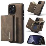 For iPhone 13 Pro DG.MING M1 Series 3-Fold Multi Card Wallet Shockproof Case with Holder Function (Coffee)