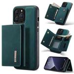 For iPhone 13 Pro Max DG.MING M1 Series 3-Fold Multi Card Wallet Shockproof Case with Holder Function (Green)