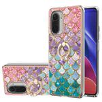 For Xiaomi Mi 11i/Poco F3/Redmi K40/Redmi K40 Pro Electroplating Pattern IMD TPU Shockproof Case with Rhinestone Ring Holder(Colorful Scales)