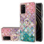 For Xiaomi Poco M3/Redmi Note 9 4G/Redmi 9 Power/Redmi 9T Electroplating Pattern IMD TPU Shockproof Case with Rhinestone Ring Holder(Colorful Scales)