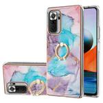 For Xiaomi Redmi Note 10 Pro/ 10 Pro Max Electroplating Pattern IMD TPU Shockproof Case with Rhinestone Ring Holder(Milky Way Blue Marble)