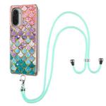 For Xiaomi Mi 11i / Poco F3 Electroplating Pattern IMD TPU Shockproof Case with Neck Lanyard(Colorful Scales)