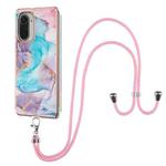 For Xiaomi Mi 11i / Poco F3 Electroplating Pattern IMD TPU Shockproof Case with Neck Lanyard(Milky Way Blue Marble)
