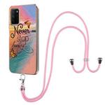 For Xiaomi Poco M3 / Redmi Note 9 4G Electroplating Pattern IMD TPU Shockproof Case with Neck Lanyard(Dream Chasing Butterfly)