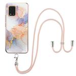 For Xiaomi Mi 10 Lite 5G Electroplating Pattern IMD TPU Shockproof Case with Neck Lanyard(Milky Way White Marble)