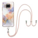 For Xiaomi Mi 10T Lite 5G Electroplating Pattern IMD TPU Shockproof Case with Neck Lanyard(Milky Way White Marble)