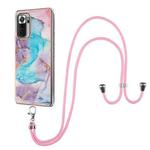 For Xiaomi Redmi Note 10 Pro / 10 Pro Max  Electroplating Pattern IMD TPU Shockproof Case with Neck Lanyard(Milky Way Blue Marble)