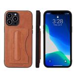 For iPhone 13 mini Fierre Shann Full Coverage Protective Leather Case with Holder & Card Slot (Brown)