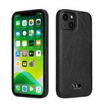 For iPhone 13 Fierre Shann Leather Texture Phone Back Cover Case(Ox Tendon Black)
