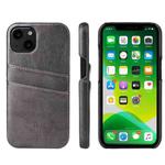 For iPhone 13 Fierre Shann Retro Oil Wax Texture PU Leather Case with Card Slots(Grey)