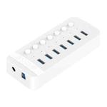 ORICO CT2U3-7AB-WH 7 In 1 Plastic Stripes Multi-Port USB HUB with Individual Switches, US Plug(White)