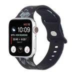 8-buckle Printed Strap Watch Band For Apple Watch Ultra 49mm / Series 8&7 45mm / SE 2&6&SE&5&4 44mm / 3&2&1 42mm(Black Background White Flower)