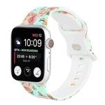 8-buckle Printed Strap Watch Band For Apple Watch Ultra 49mm / Series 8&7 45mm / SE 2&6&SE&5&4 44mm / 3&2&1 42mm(Green Background Rose)