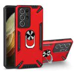 For Samsung Galaxy S21 Ultra 5G PC + TPU Protective Case with 360 Degrees Rotatable Ring Holder(Red)