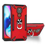 For Motorola Moto E7 Plus PC + TPU Protective Case with 360 Degrees Rotatable Ring Holder(Red)