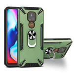 For Motorola Moto E7 Plus PC + TPU Protective Case with 360 Degrees Rotatable Ring Holder(Dark Green)