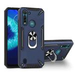 For Motorola Moto G8 Power Lite PC + TPU Protective Case with 360 Degrees Rotatable Ring Holder(Royal Blue)