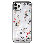For iPhone 11 SULADA Flower Pattern Plating Diamond PC Protective Case(Black)