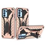 For OPPO Reno6 Pro 5G Shockproof TPU + PC Protective Case with Holder(Rose Gold)