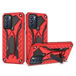 For OPPO Reno6 5G Shockproof TPU + PC Protective Case with Holder(Red)