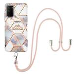 For Xiaomi Poco M3 / Redmi Note 9 4G Electroplating Splicing Marble Flower Pattern TPU Shockproof Case with Lanyard(Imperial Crown)