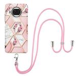For Xiaomi Mi 10T Lite 5G Electroplating Splicing Marble Flower Pattern TPU Shockproof Case with Lanyard(Pink Flower)