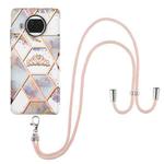 For Xiaomi Mi 10T Lite 5G Electroplating Splicing Marble Flower Pattern TPU Shockproof Case with Lanyard(Imperial Crown)