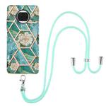 For Xiaomi Mi 10T Lite 5G Electroplating Splicing Marble Flower Pattern TPU Shockproof Case with Lanyard(Blue Flower)