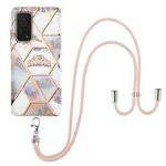 For Xiaomi Mi 10T 5G / 10T Pro 5G Electroplating Splicing Marble Flower Pattern TPU Shockproof Case with Lanyard(Imperial Crown)