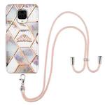 For Xiaomi Redmi Note 9S / Note 9 Pro Electroplating Splicing Marble Flower Pattern TPU Shockproof Case with Lanyard(Imperial Crown)