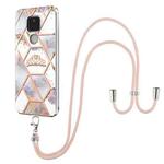 For Motorola Moto G Play 2021 Electroplating Splicing Marble Flower Pattern TPU Shockproof Case with Lanyard(Imperial Crown)