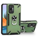 For Xiaomi Redmi Note 10 Pro PC + TPU Protective Case with 360 Degrees Rotatable Ring Holder(Dark Green)