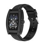 N72 1.57 inch TFT Square Screen Bluetooth 5.2 IP67 Waterproof Smart Watch, Support Sleep Monitor / Voice Call / Heart Rate Monitor / Blood Pressure Monitoring, Style: Leather Strap(Black)