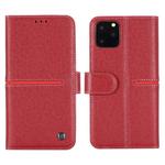 For iPhone 11 Pro Max GEBEI Top-grain Leather Horizontal Flip Protective Case with Holder & Card Slots & Wallet & Photo Frame(Red Wine)