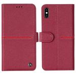 For iPhone XS / X GEBEI Top-grain Leather Horizontal Flip Protective Case with Holder & Card Slots & Wallet & Photo Frame(Red Wine)