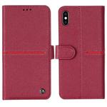 For iPhone XR GEBEI Top-grain Leather Horizontal Flip Protective Case with Holder & Card Slots & Wallet & Photo Frame(Red Wine)