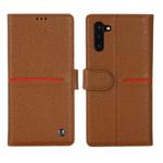 For Galaxy Note 10 GEBEI Top-grain Leather Horizontal Flip Protective Case with Holder & Card Slots & Wallet & Photo Frame(Brown)