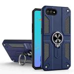 Carbon Fiber Pattern PC + TPU Protective Case with Ring Holder For OPPO A1k / Realme C2(Sapphire Blue)