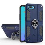 Carbon Fiber Pattern PC + TPU Protective Case with Ring Holder For OPPO A3s(Sapphire Blue)