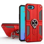 Carbon Fiber Pattern PC + TPU Protective Case with Ring Holder For OPPO A3s(Red)