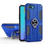 Carbon Fiber Pattern PC + TPU Protective Case with Ring Holder For OPPO A3s(Dark Blue)