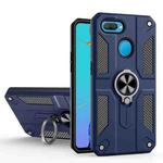 Carbon Fiber Pattern PC + TPU Protective Case with Ring Holder For OPPO A12 / A5s / A7(Sapphire Blue)
