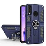 Carbon Fiber Pattern PC + TPU Protective Case with Ring Holder For OPPO A31 / A8(Sapphire Blue)