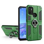 Carbon Fiber Pattern PC + TPU Protective Case with Ring Holder For OPPO A53(Dark Green)