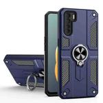 Carbon Fiber Pattern PC + TPU Protective Case with Ring Holder For OPPO A91(Sapphire Blue)