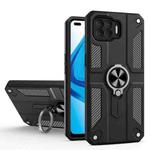 Carbon Fiber Pattern PC + TPU Protective Case with Ring Holder For OPPO F17 Pro(Black)