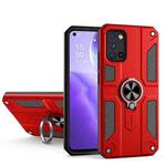 Carbon Fiber Pattern PC + TPU Protective Case with Ring Holder For OPPO Reno5 5G / 4G(Red)